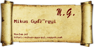 Mikus Györgyi névjegykártya